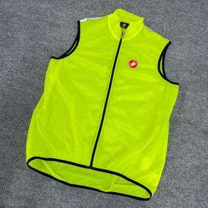 Castelli Cycling Vest Men 2XL Neon Yellow Nylon Mock Neck Windproof Bike Sports